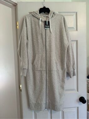 DSG Light Gray Full-Zip Hooded Long Jacket